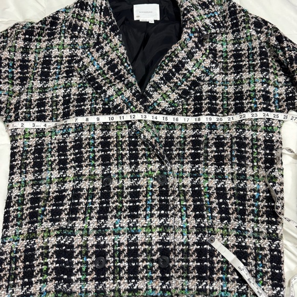 By Anthropologie Double Breasted Pea Coat, Blue Motif, Size M, - Picture 6 of 13